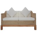 2-osobowa sofa z poduszkami, naturalny rattan