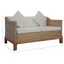 2-osobowa sofa z poduszkami, naturalny rattan