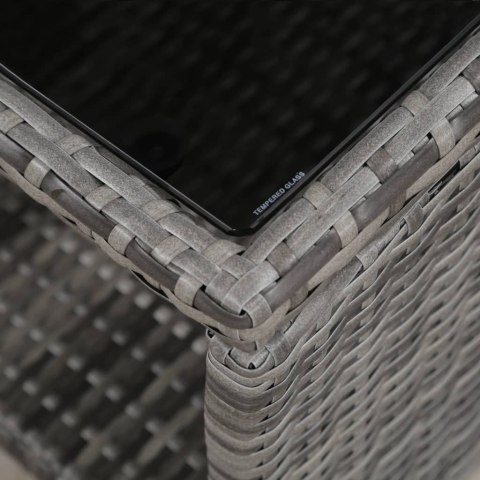 3-cz. zestaw mebli bistro z poduszkami, rattan PE, szary