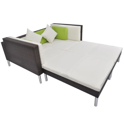 4-cz. zestaw wypoczynkowy do ogrodu, poduszki, rattan PE, brąz