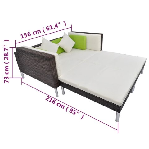 4-cz. zestaw wypoczynkowy do ogrodu, poduszki, rattan PE, brąz