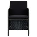 5-cz. zestaw mebli ogrodowych z poduszkami, rattan PE, czarny