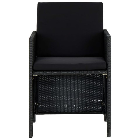 5-cz. zestaw mebli ogrodowych z poduszkami, rattan PE, czarny