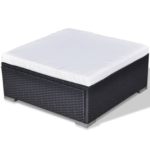 6-cz. zestaw wypoczynkowy do ogrodu, poduszki, rattan PE czarny