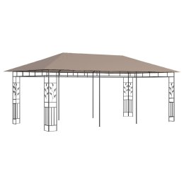 Altana ogrodowa z moskitierą, 6x3x2,73 m, kolor taupe, 180 g/m²