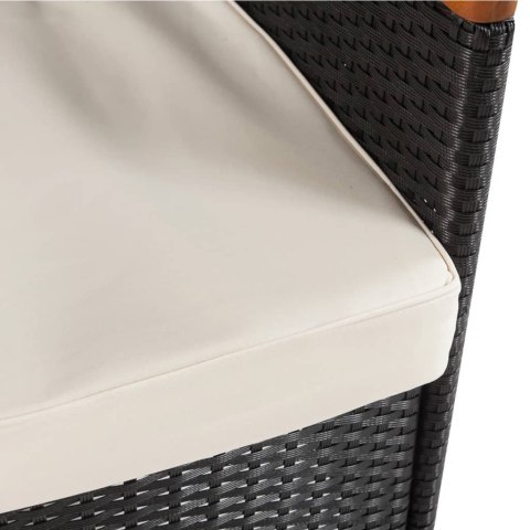 5-cz. zestaw mebli ogrodowych z poduszkami, rattan PE, czarny