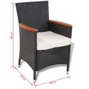 5-cz. zestaw mebli ogrodowych z poduszkami, rattan PE, czarny
