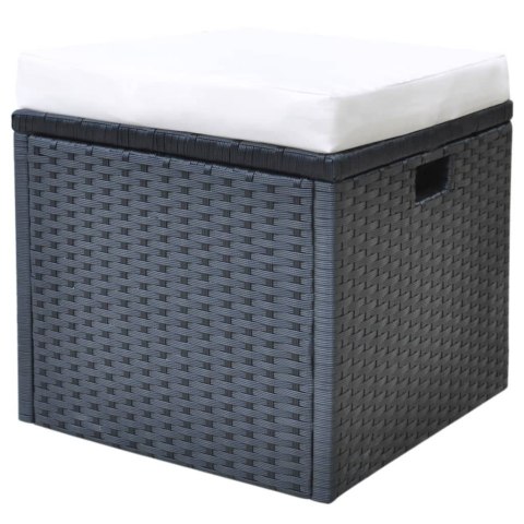 6-cz. zestaw mebli ogrodowych z poduszkami, rattan PE, czarny