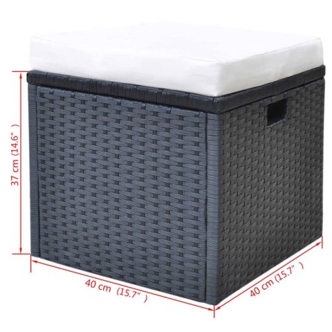 6-cz. zestaw mebli ogrodowych z poduszkami, rattan PE, czarny