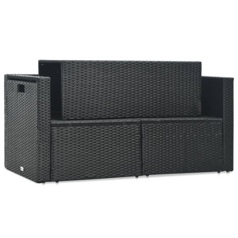 6-cz. zestaw wypoczynkowy do ogrodu, poduszki, rattan PE czarny