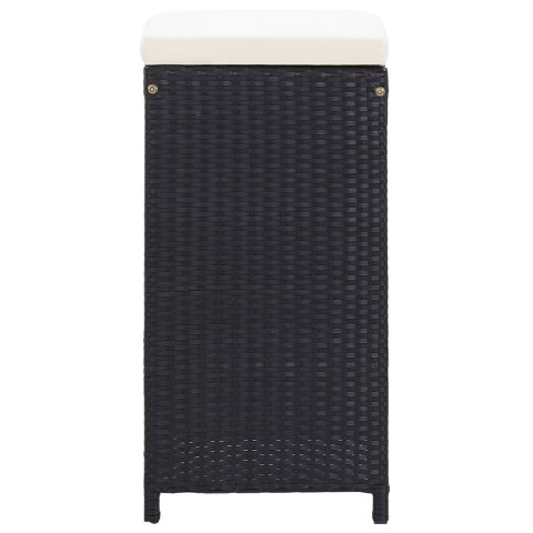 7-cz. zestaw barowy do ogrodu z poduszkami, rattan PE, czarny