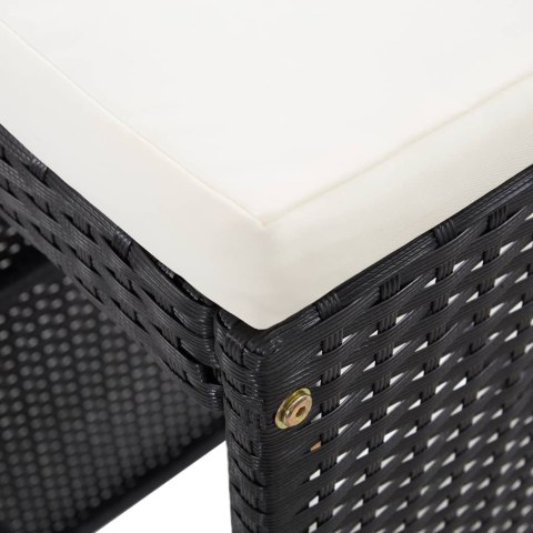 7-cz. zestaw barowy do ogrodu z poduszkami, rattan PE, czarny