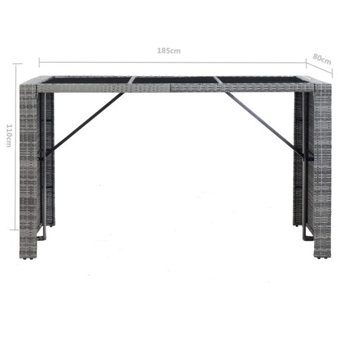 7-cz. zestaw barowy do ogrodu, z poduszkami, rattan PE, szary