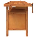Stolik roboczy z szufladami i imadłami, 192x62x83 cm, akacjowy
