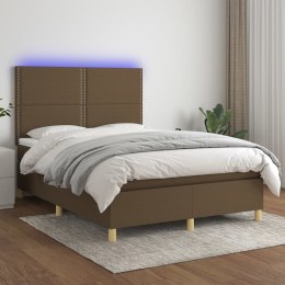 Łóżko kontynentalne z materacem, brązowe, 140x190 cm, tkanina