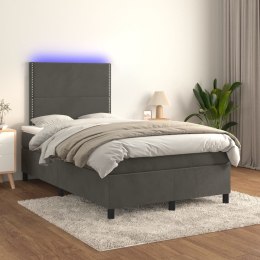 Łóżko kontynentalne z materacem i LED, szary aksamit, 120x200cm