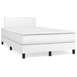 Łóżko kontynentalne z materacem, białe, ekoskóra 120x200 cm
