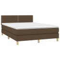 Łóżko kontynentalne z materacem, brązowe, tkanina, 140x200 cm