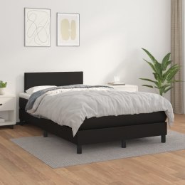 Łóżko kontynentalne z materacem, czarne, ekoskóra 120x200 cm