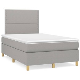Łóżko kontynentalne z materacem, jasnoszare, tkanina 120x200 cm
