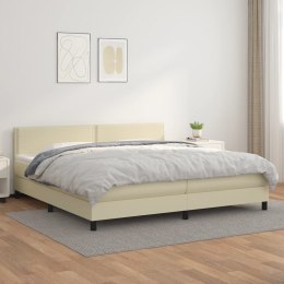 Łóżko kontynentalne z materacem, kremowe, ekoskóra 200x200 cm