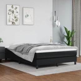 Łóżko kontynentalne z materacem, czarne, ekoskóra 140x190 cm
