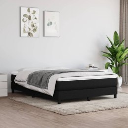 Łóżko kontynentalne z materacem, czarne, tkanina, 140x190 cm