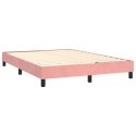 Łóżko kontynentalne z materacem, różowe, 140x200 cm, aksamit