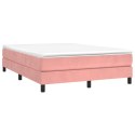 Łóżko kontynentalne z materacem, różowe, aksamit, 140x190 cm
