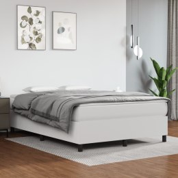 Łóżko kontynentalne z materacem, białe, ekoskóra 140x190 cm