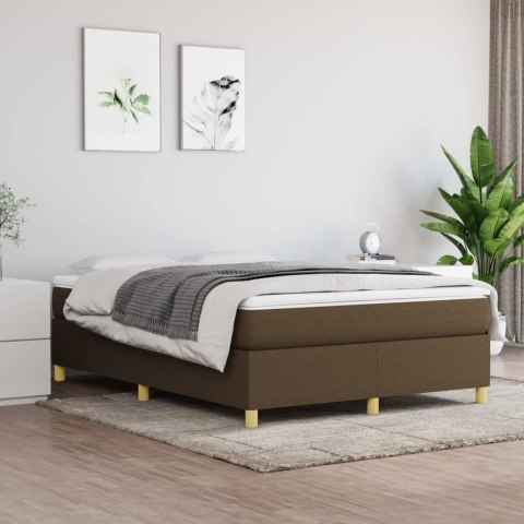 Łóżko kontynentalne z materacem, brązowe, tkanina, 140x190 cm