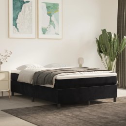 Łóżko kontynentalne z materacem, czarne, 140x200 cm, aksamit