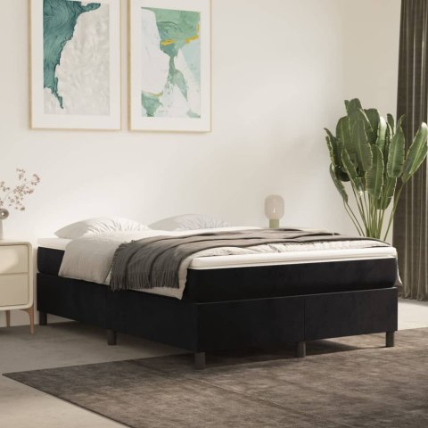 Łóżko kontynentalne z materacem, czarne, aksamit, 140x190 cm