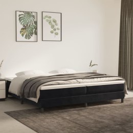 Łóżko kontynentalne z materacem, czarne, aksamit 200x200 cm