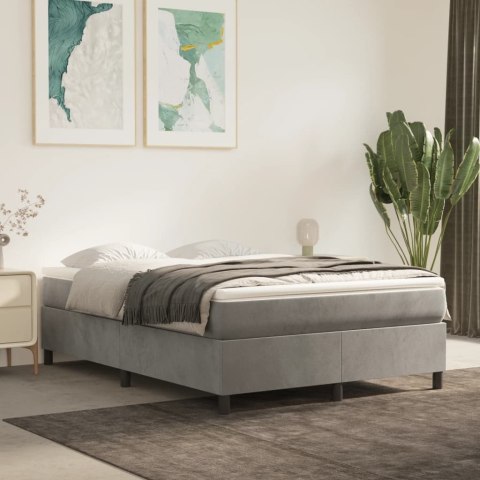 Łóżko kontynentalne z materacem, jasnoszare, 140x190cm, aksamit