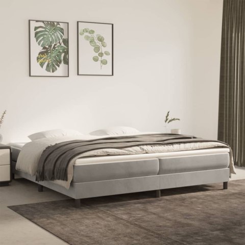 Łóżko kontynentalne z materacem, jasnoszare, aksamit, 200x200cm