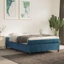 Łóżko kontynentalne z materacem, niebieskie, aksamit, 140x190cm