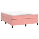 Łóżko kontynentalne z materacem, różowe, aksamit, 140x190 cm