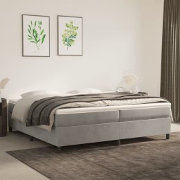 Łóżko kontynentalne z materacem, jasnoszare, aksamit, 200x200cm