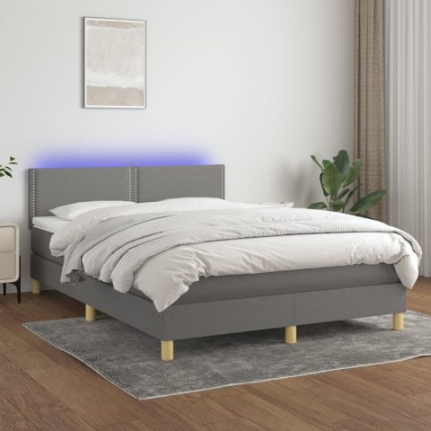 Łóżko kontynentalne z materacem, ciemnoszara tkanina, 140x190cm