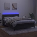 Łóżko kontynentalne z materacem i LED, szary aksamit, 140x190cm
