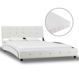 Łóżko z materacem, białe, sztuczna skóra, 120 x 200 cm