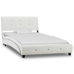 Łóżko z materacem, białe, sztuczna skóra, 90 x 200 cm