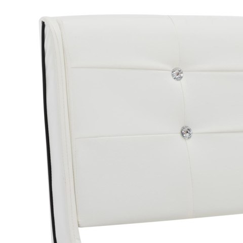 Łóżko z materacem, białe, sztuczna skóra, 90 x 200 cm