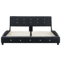 Łóżko z materacem, czarne, sztuczna skóra, 140 x 200 cm
