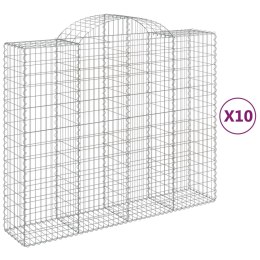 Kosze gabionowe, 10 szt, 200x50x160/180cm, galwanizowane żelazo