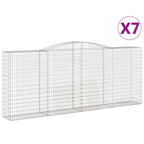 Kosze gabionowe, 7 szt, 400x50x160/180 cm, galwanizowane żelazo