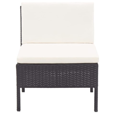 8-cz. zestaw wypoczynkowy do ogrodu, poduszki, czarny rattan PE