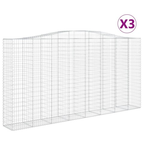 Kosze gabionowe, 3 szt, 400x50x200/220 cm, galwanizowane żelazo Kosze gabionowe, 3 szt, 400x50x200/220 cm, galwanizowane żelazo