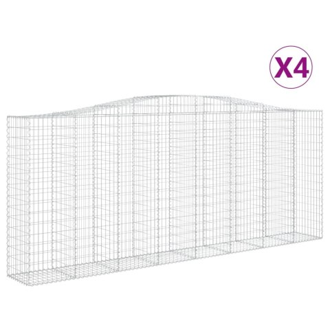 Kosze gabionowe, 4 szt, 400x50x160/180 cm, galwanizowane żelazo Kosze gabionowe, 4 szt, 400x50x160/180 cm, galwanizowane żelazo